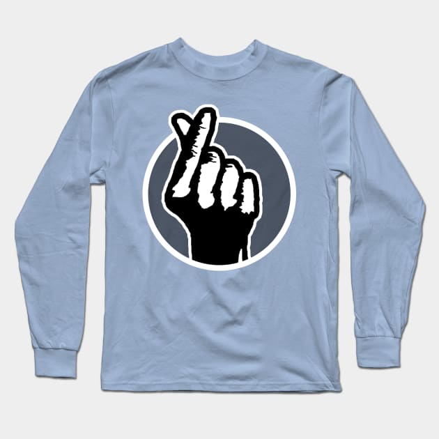 Finger Heart (aqua) Long Sleeve T-Shirt by Student-Made